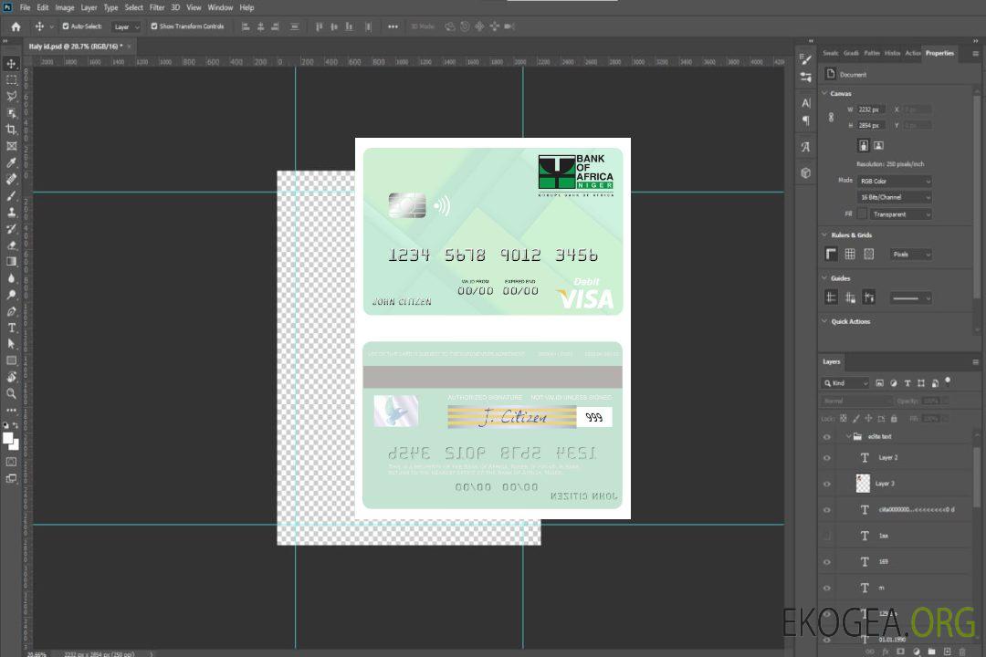 Carte de débit visa de la Banque d'Afrique du Niger template Carte de débit visa de la Banque d'Afrique du Niger template